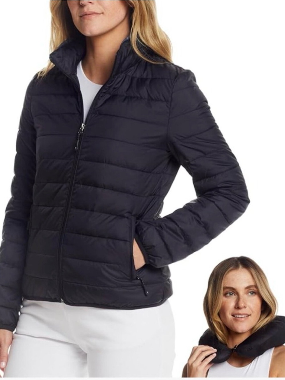 Tumi Women’s PillowPac Black Quilted Packable Puffer Jacket size large